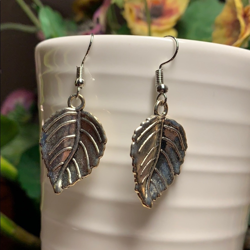 Set of Leaves, Silver Dangling Earrings